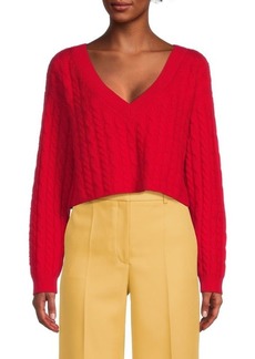 Alice + Olivia Ayden Cable Knit Wool Blend Sweater