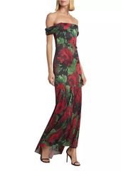 Alice + Olivia Azra Floral Off-the-Shoulder Mermaid Gown