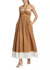 Alice + Olivia Beatrix Sweetheart Tie-Neck Maxi Dress