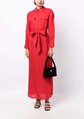 Alice + Olivia belted linen maxi shirtdress