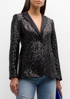 Alice + Olivia Breann Sequined Fitted Blazer