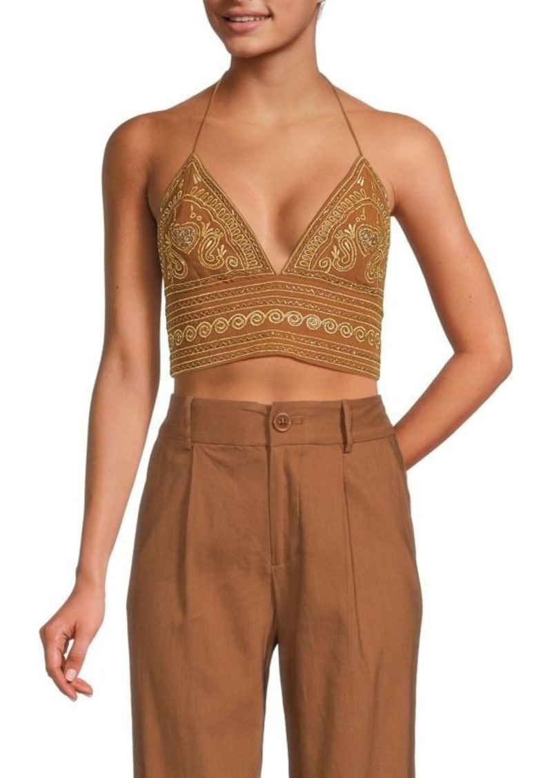 Alice + Olivia Carli Crop Halter Top