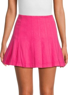 Alice + Olivia Carter Mini Pleated Denim Skirt