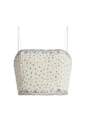 Alice + Olivia Ceresi Bead & Crystal-Embellished Crop Top