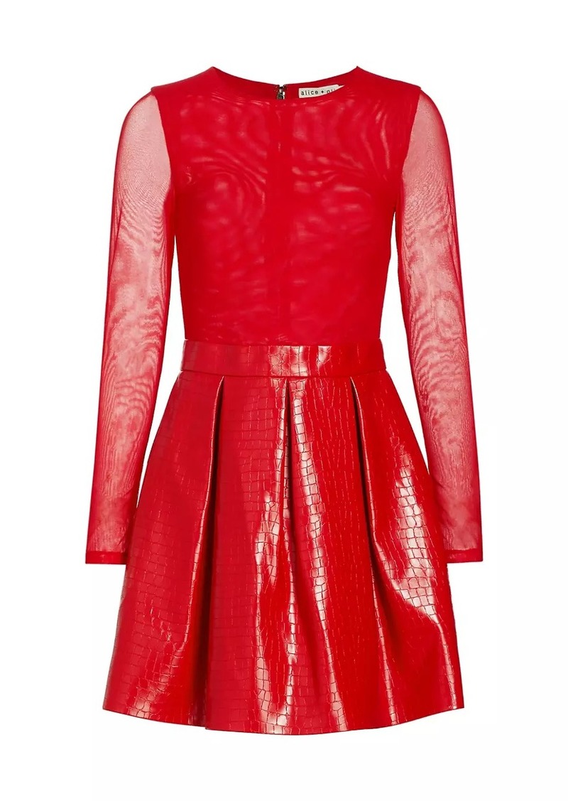 Alice + Olivia Chara Faux Croc Mini Dress