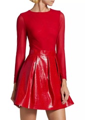 Alice + Olivia Chara Faux Croc Mini Dress