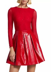 Alice + Olivia Chara Faux Croc Mini Dress