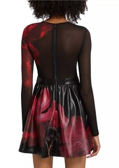 Alice + Olivia Chara Faux-Leather & Mesh Dress