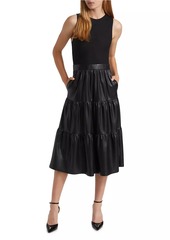 Alice + Olivia Chara Pieced Tiered Midi-Dress