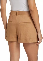 Alice + Olivia Conry Pleated Linen-Blend Shorts