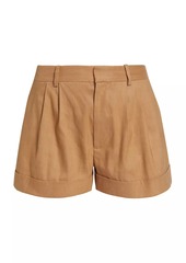 Alice + Olivia Conry Pleated Linen-Blend Shorts