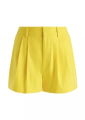 Alice + Olivia Conry Pleated Linen-Blend Shorts