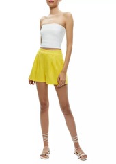 Alice + Olivia Conry Pleated Linen-Blend Shorts