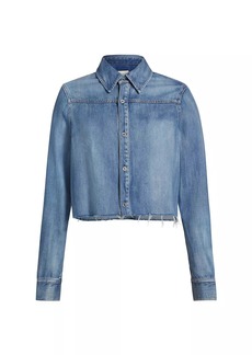 Alice + Olivia Cut-Off Cropped Denim Shirt