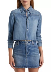 Alice + Olivia Cut-Off Cropped Denim Shirt