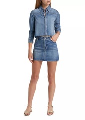 Alice + Olivia Cut-Off Cropped Denim Shirt