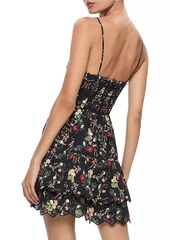 Alice + Olivia Daisy Tie-Front Tiered Minidress