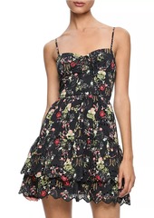 Alice + Olivia Daisy Tie-Front Tiered Minidress