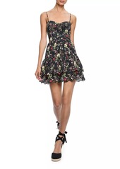 Alice + Olivia Daisy Tie-Front Tiered Minidress