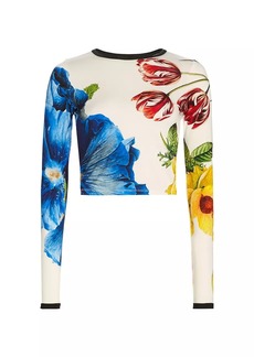 Alice + Olivia Delaina Floral Crop Sweater