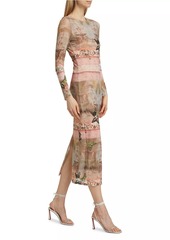 Alice + Olivia Delora Versailles-Print Mesh Midi-Dress