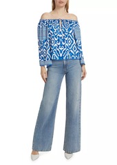 Alice + Olivia Devina Ikat Off-the-Shoulder Blouse