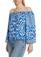 Alice + Olivia Devina Ikat Off-the-Shoulder Blouse