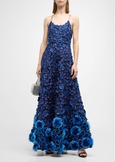 Alice + Olivia Dominique Floral-Embellished Ball Gown 