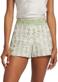 Alice + Olivia Donald Embroidered Cotton & Linen Shorts