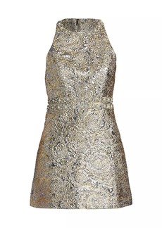 Alice + Olivia Dru Faux Pearl-Embellished Metallic Minidress