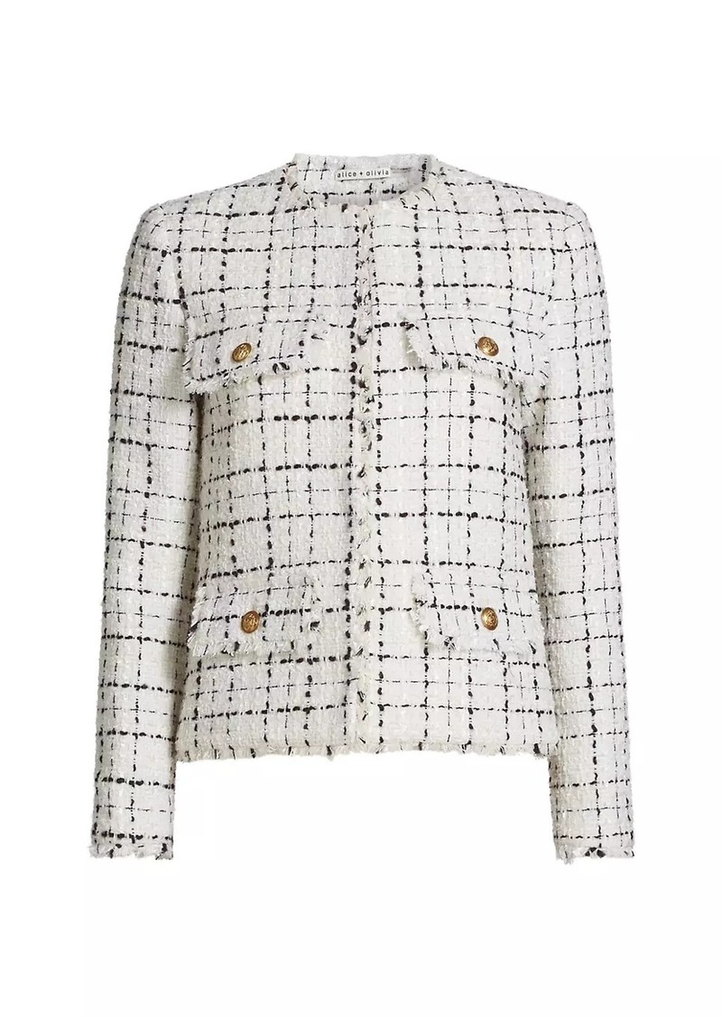 Alice + Olivia Dumont Windowpane Tweed Jacket