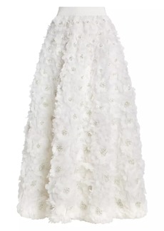 Alice + Olivia Earla Feather-Embellished Maxi Skirt