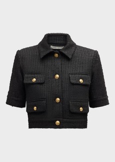 Alice + Olivia Elle Tweed Cropped Jacket