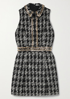 Alice + Olivia Ellis Chain-embellished Checked Tweed Mini Dress