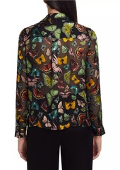 Alice + Olivia Eloise Butterflies Silk Blouse