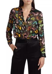 Alice + Olivia Eloise Butterflies Silk Blouse