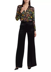 Alice + Olivia Eloise Butterflies Silk Blouse