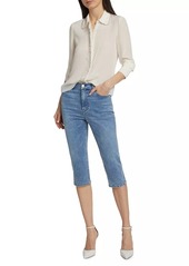 Alice + Olivia Emmie Mid-Rise Stretch Cropped Clam-Digger Jeans