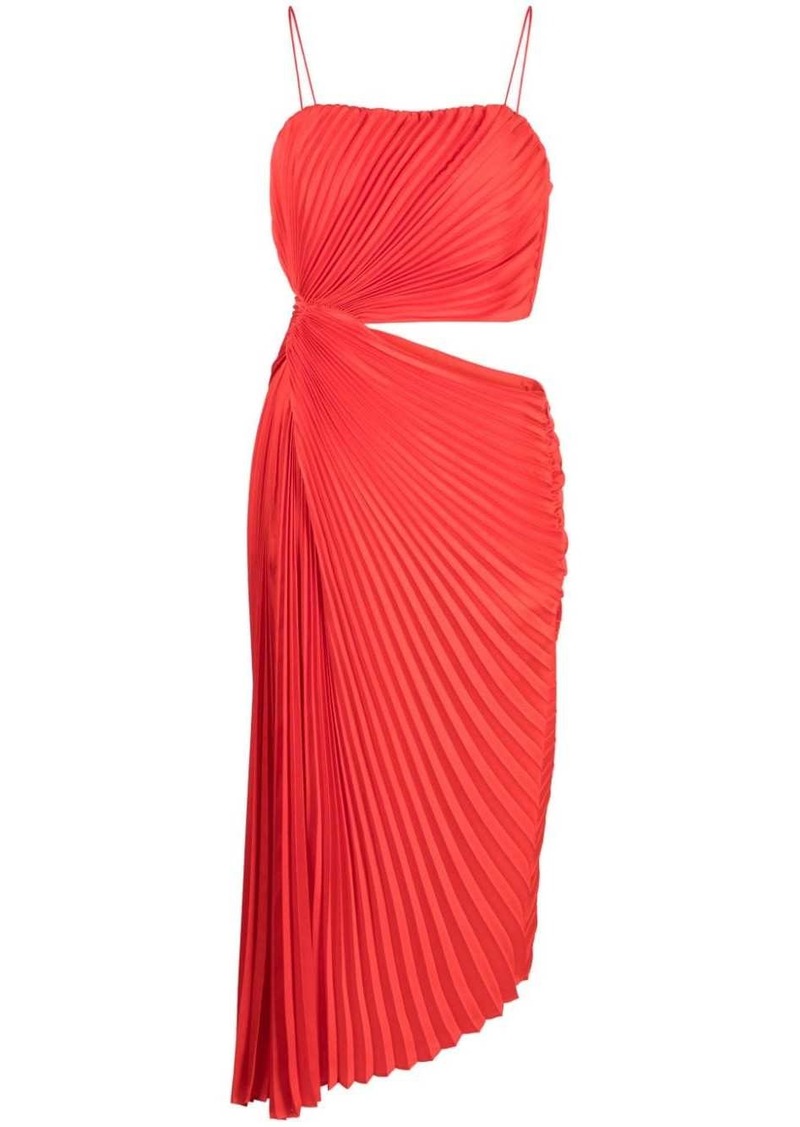 Alice + Olivia Fayeth fully-pleated asymmetric dress