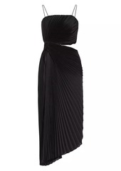 Alice + Olivia Fayeth Pleated Cut-Out Midi-Dress