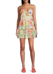 Alice + Olivia Fina Eyelet Tiered Mini Dress