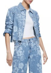 Alice + Olivia Finely Short Floral Denim Shirt