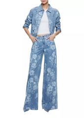 Alice + Olivia Finely Short Floral Denim Shirt