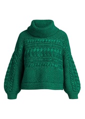 Alice + Olivia Francine Merino Wool Cropped Turtleneck Sweater