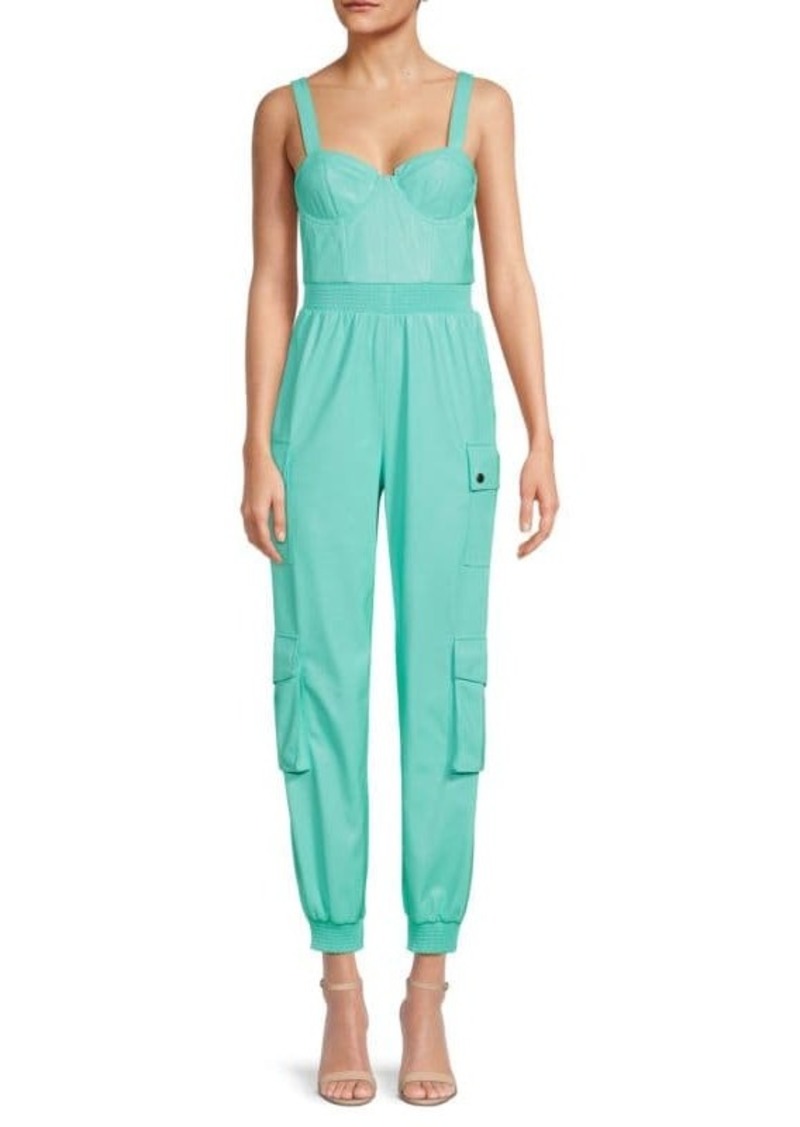 Alice + Olivia Frida Faux Leather Cargo Jumpsuit