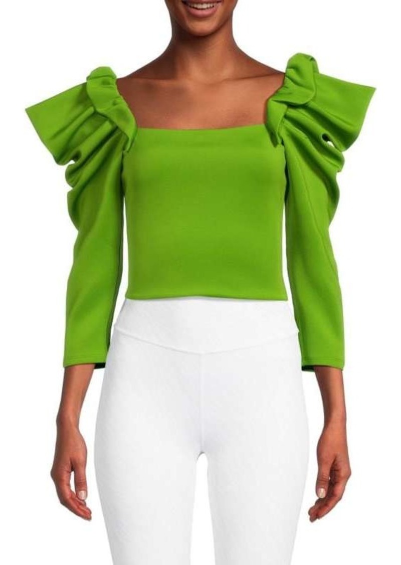 Alice + Olivia Genny Power Shoulder Crop Top