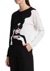 Alice + Olivia Gleeson Stace Face Embellished Sweater