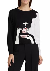 Alice + Olivia Gleeson Stace Face Embellished Sweater