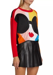 Alice + Olivia Gleeson Surrealist Crop Sweater