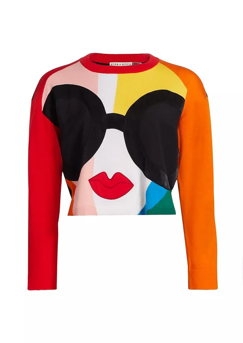 Alice + Olivia Gleeson Surrealist Crop Sweater